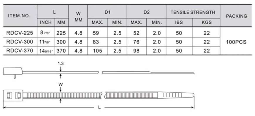 Reusable Double Head Cable Ties Nylon 66